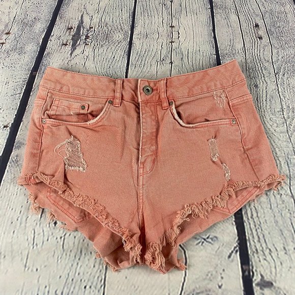 H&M Divided Pants - H&M Divided Pink Ripped Distressed Jean Shorts